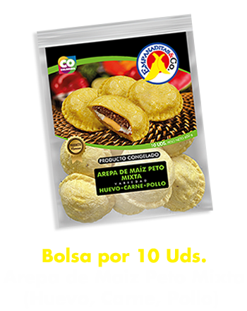 Bolsa por 10 Uds. Arepa de Huevo Mixta (Huevo, Carne, Pollo)